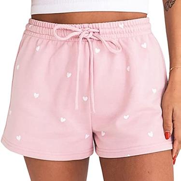 Imagem de Shorts femininos casuais verão shorts atléticos elásticos confortáveis shorts de cintura alta roupas de verão 2023, rosa, M (cintura 72vm)
