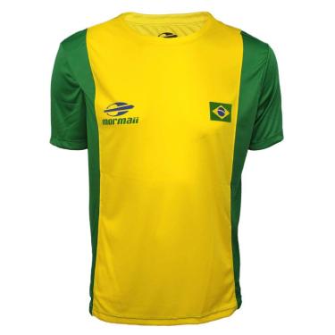 Imagem de Camiseta Mormaii AD Helanca Brasil Dry Recortes Masculina - Verde e Amarelo