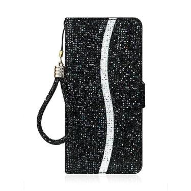 Imagem de Capa bling para Xiaomi para Redmi Note 11 10 9 8 Pro 10C 11S 10S 9S 7 8T Glitter Card Sparkling Book Wallet Flip Leather Phone Case, Black, For Redmi Note 9 Pro