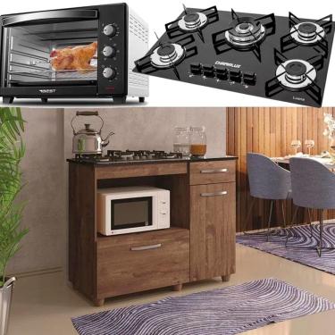 Imagem de Kit Balcão Ypê com Forno 48 Litros 220v e Fogão 5 Bocas