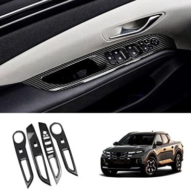 Imagem de Acessórios para painel de controle de janela Hyundai Santa Cruz, estilo fibra de carbono, interior do carro, protetor 2D 2021 2022a 2023