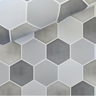 Imagem de Adesivo De Azulejo 45X60cm Cimento Hexagonal Grudado - Grudado Adesivo
