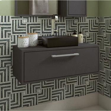 Imagem de Gabinete Suspenso para Banheiro 80cm 1 Porta Basculante Alice Grafite