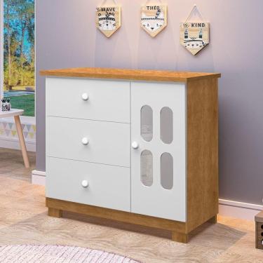 Imagem de Cômoda Sapateira de Bebê 1 Porta 3 Gavetas Sophie Marrom/Branco