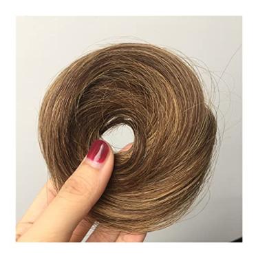 Imagem de Mulheres Bun Scrunchies 1/2 pçs faixa rabo de cavalo elástico peruca para cabelo humano feminino coques chignon coque bagunçado pedaços de cabelo rosquinha chignon com borracha elástica Pão (Size : 1