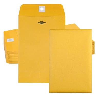 Imagem de Envelopes com fecho de 15,24 cm x 22,88 cm com selo de goma marrom Kraft Catálogo Envelopes para casa, escritório, negócios, papel kraft de 12,7 kg, pacote com 30