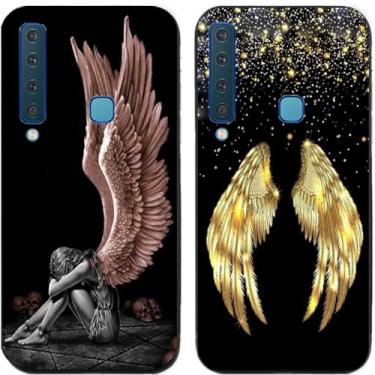 Imagem de 2 peças de capa de telefone traseira de silicone em gel TPU impresso asa de anjo triste para Samsung Galaxy Series (Galaxy A9 2018)