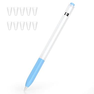 Imagem de Joosko Compatível com Apple Pencil 1ª geração, capa de silicone antiderrapante, [com 10 capas de ponta de silicone] para Apple Pencil 1ª geração (azul celeste)