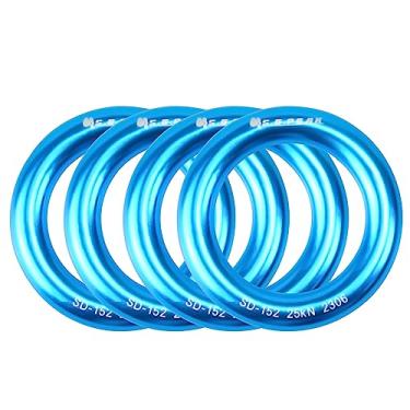 Imagem de S.E.PEAK Anel de rapel de alumínio 25kN, anel de vedação de tensão perfeito, anel de conexão para escalada, arborista, rede, resgate, slackline, azul, pacote com 4