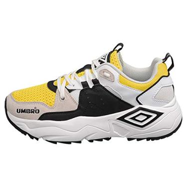 Imagem de Umbro Tênis masculino Runner, Branco/preto/amarelo/cinza, 6.5