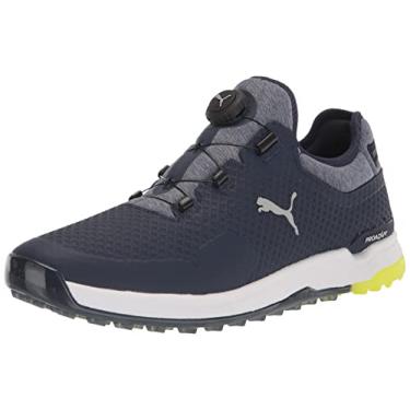 Imagem de PUMA Tênis de golfe masculino Proadapt Alphacat Disc, Peacoat-puma prata-segurança amarelo, 46