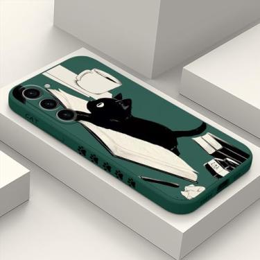 Imagem de LEECG Capa para Samsung Galaxy S23 Plus, capa para Samsung S23 Plus, design de padrão criativo, capa protetora fina de silicone para celular S23 Plus, 6,6 polegadas, verde-escuro 5