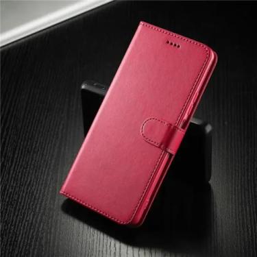 Imagem de Capa carteira de couro para xiaomi x3 nfc pro x4 m3 m4 f3 magnética à prova de choque flip capa de telefone para poco x4 m4 pro, rosa vermelha, para poco x4 pro 5g