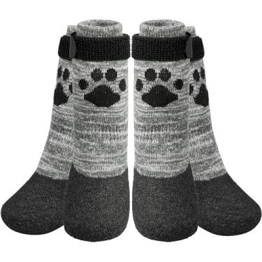 Imagem de KOOLTAIL Meias antiderrapantes para cães quentes/pavimento para evitar lamber patas, botas de cachorro para pisos de madeira, botas de chuva de tração e protetores de patas com aderência para cães