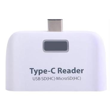 Imagem de Leitor de cartão tipo C, multifuncional, inteligente, 4 em 1, laptop, PC, durável, TF micro SD com porta de carregamento micro USB 3.1, adaptador universal tipo C OTG (branco)