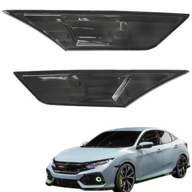 Imagem de munirater Par de Lâmpadas de Marcação Lateral Frontal de Lente Fumada Substituição para Civic 2016-2021 Sedan/Hatchback/Coupe Lado Esquerdo e Direito com Lâmpadas