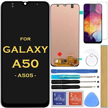 Imagem de HLTECH Substituição de tela LCD Touch Digitalizador Assembléia para Samsung Galaxy A50 2019 A505 SM-A505F A505FN A505W A505U A505U1 6,4 polegadas (preto)