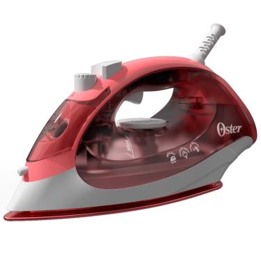 Imagem de Ferro a Vapor Base de Cerâmica Filtro Anticalcário com Botão de Spray Oster - Vermelho