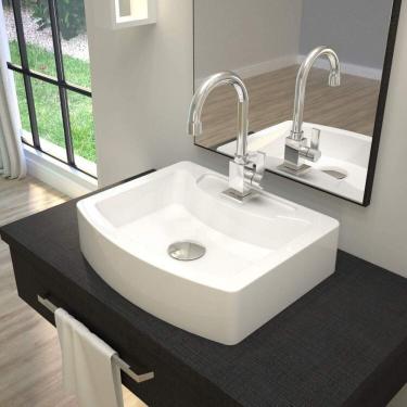 Imagem de Kit 2 Cubas para Banheiro Rt41w Retangular Aria Compace Branco