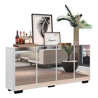 Imagem de Aparador Buffet com Espelho Multimóveis Vegas com 4 Portas Fg3560 Branco/preto