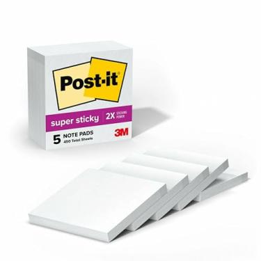 Imagem de Notas adesivas Post-it Super Sticky Notes 654-5SSW, branco, pacote com 6 blocos