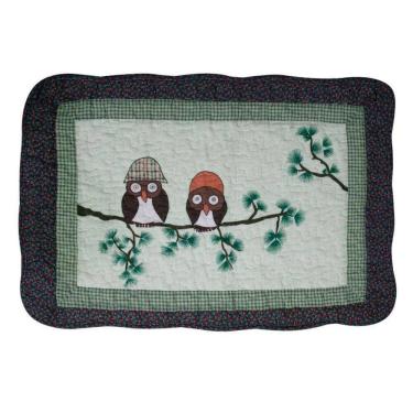 Imagem de Tapete Patchwork Banheiro Cozinha Corujinha 100% Algodão 61x42 Cm