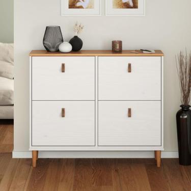 Imagem de Sapateira Horizontal Hall de Entrada 4 Portas Mikka Branco 24 Pares - 