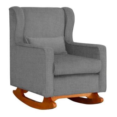 Imagem de Poltrona Decorativa Aurora Balanço Vovo Linho Cinza - FM - Fina Mobíli