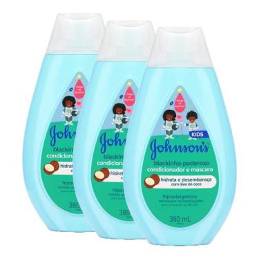 Imagem de Kit 3 Condicionadores Infantis Johnson's Baby Blackinho Poderoso 380ml