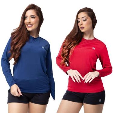 Imagem de Kit 2 Camisas Termicas Feminina Uv50+ Segunda Pele Proteção Solar - DM