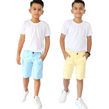 Imagem de Kit 2 Bermudas Sarja jeans Masculina Infantil Confortável Infantil - E