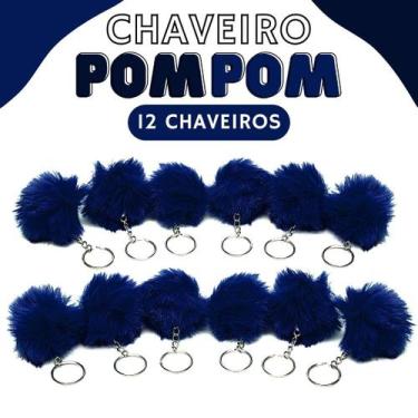 Imagem de Chaveiro Pompom Pelúcia Azul Marinho - 50Mm Kit C/12 Unidades - Nybc