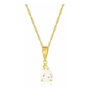 Imagem de Cordão Feminino Singapura+ Pingente Ponto De Luz Ouro 18k750 - RD Maga
