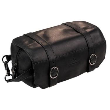 Imagem de Necessaire Cinnamon Social Em Couro Preto Rústico Bovino Impermeável U