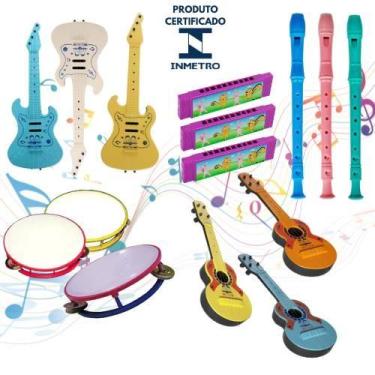 Imagem de Kit 15 Instrumentos Musicais Infantil Violão Guitarra Flauta Gaita Pan