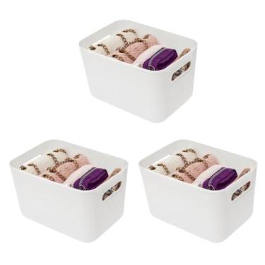 Imagem de Kit 3 Caixas Organizadoras Branca Multiuso 26x18x15cm - DOLCE HOME