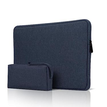 Imagem de JOOEER Capa para laptop de 13 polegadas para MacBook Air/Pro de 13,3 polegadas 13 a 13,3 polegadas, estojo de transporte fino de poliéster impermeável com bolso pequeno, azul marinho