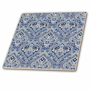 Imagem de 3dRose ct_59830_1 Azulejo de cerâmica azul paisley francês, 10 cm