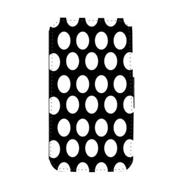 Imagem de Rikki Knight Capa carteira flip branca sobre bolinhas pretas com aba magnética para Samsung Galaxy S3
