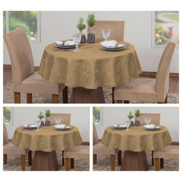 Imagem de Kit 3 Toalhas De Mesa Luxo Redonda 4 Lugares Sala Jantar Jacquard - Ra