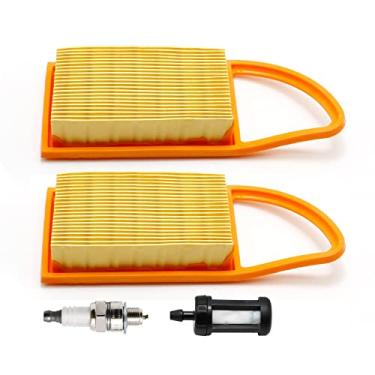 Imagem de Laffoonparts Pacote com 2 filtros de ar de substituição para sopradores de mochila Stihl BR600 BR550 BR500 BR700 Substitua 4282 141 0300 4282 141 0300B Laranja