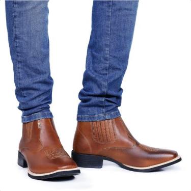 Imagem de Bota Texana Masculina Montaria Rodeio Cano Curto Bico Quadrado Látego 