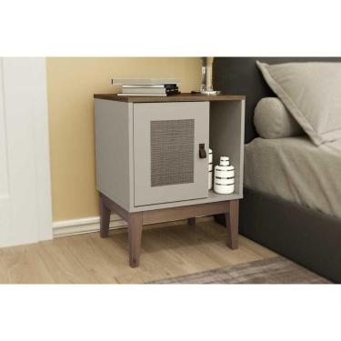 Imagem de Mesa Lateral p/ Sala MB 1004 c/ 1 Porta e 1 Nicho Freijo/Off White - Movelbento