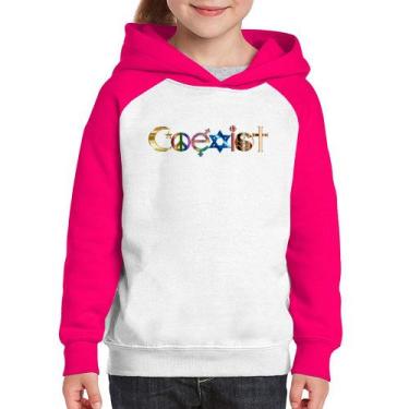 Imagem de Moletom Infantil Coexistência Pacífica - Foca na Moda, Branco, Rosa, 1