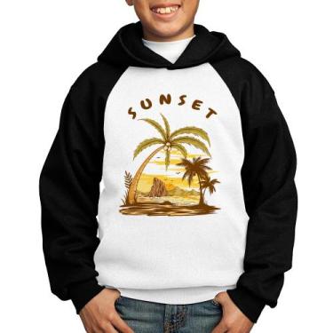 Imagem de Moletom Infantil Sunset Beach - Foca na Moda, Branco, Preto, 4