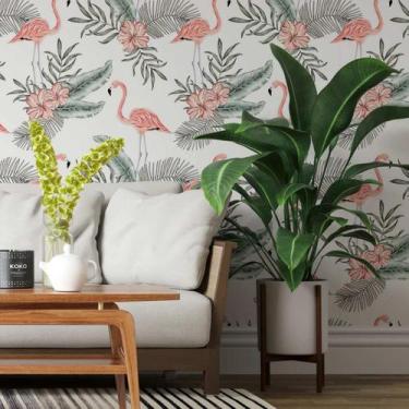 Imagem de Papel de Parede Adesivo Flamingo Floral N03131 0,58X2,5M - Adesivo BR