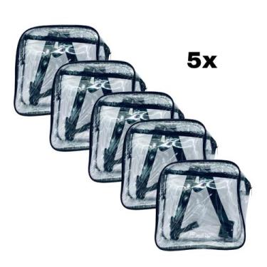 Imagem de KIT COM 5 MINI mochila PRETA infantil transparente cristal escola viag