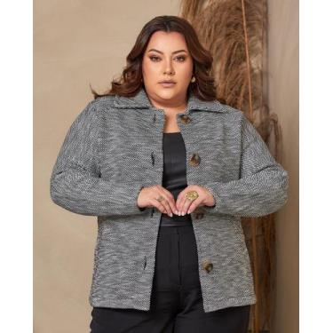 Imagem de Blusa Casaco Grosso De Frio Plus Size Feminino Trico - Lalinha, Preto
