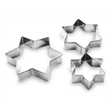 Imagem de Kit 3 Cortadores Modelador De Massa Inox Formato Estrela Kehome