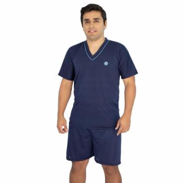 Imagem de Pijama Masculino Verão Camisa Manga Curta com Short Curto Liso - Pijam